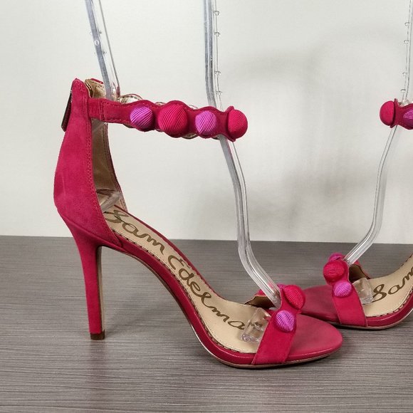 Sam Edelman Addison Pom Pom Heel Pump, Pink Leather, Womens Size 5 M / 35 - Picture 5 of 12